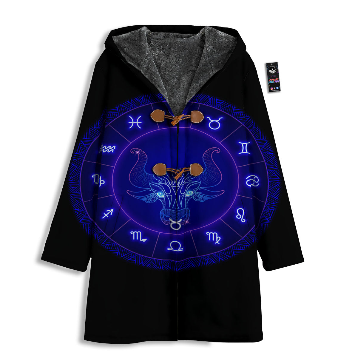 Zodiac Sign Dark Taurus Print Men's Windbreaker Jacket-grizzshop