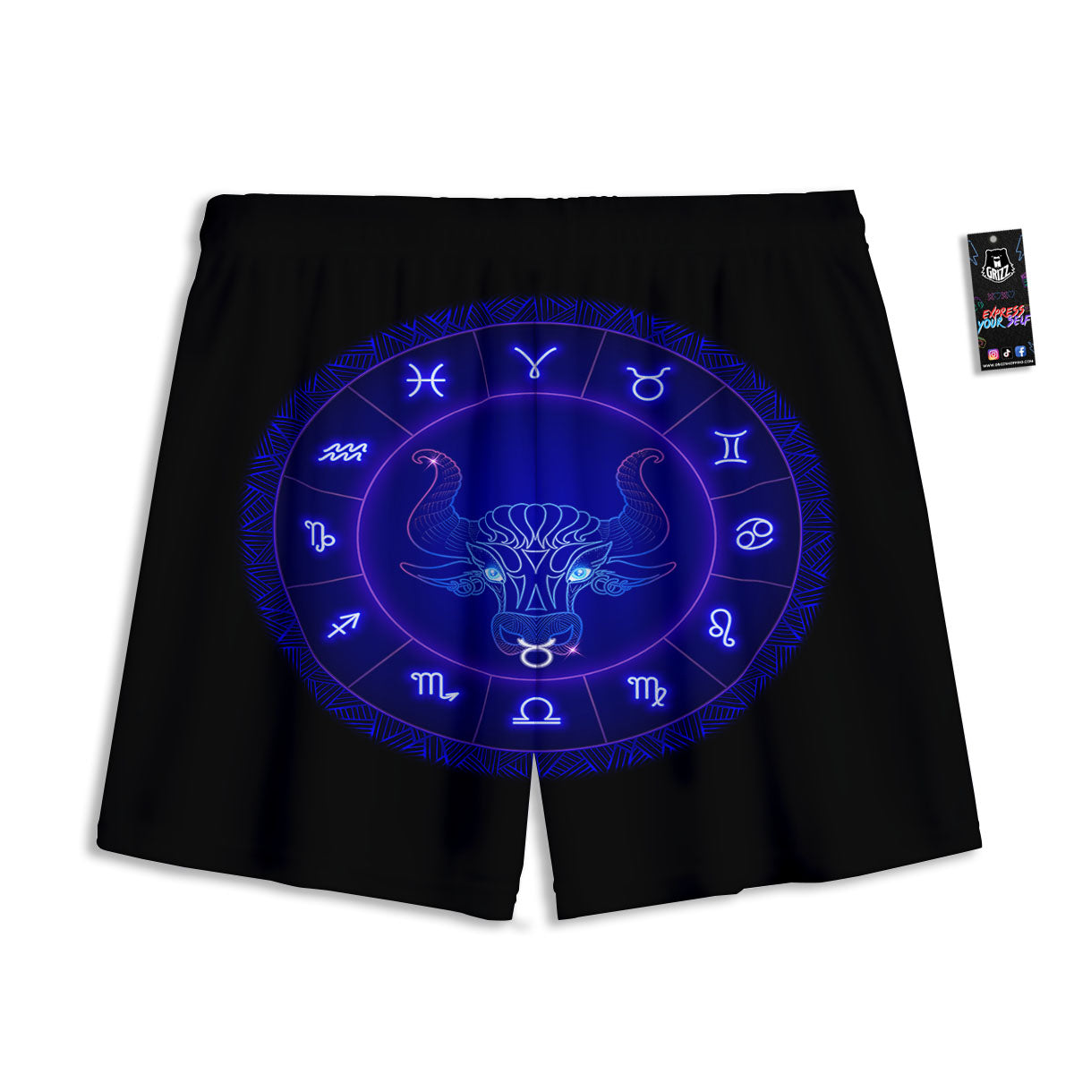 Zodiac Sign Dark Taurus Print Mesh Shorts