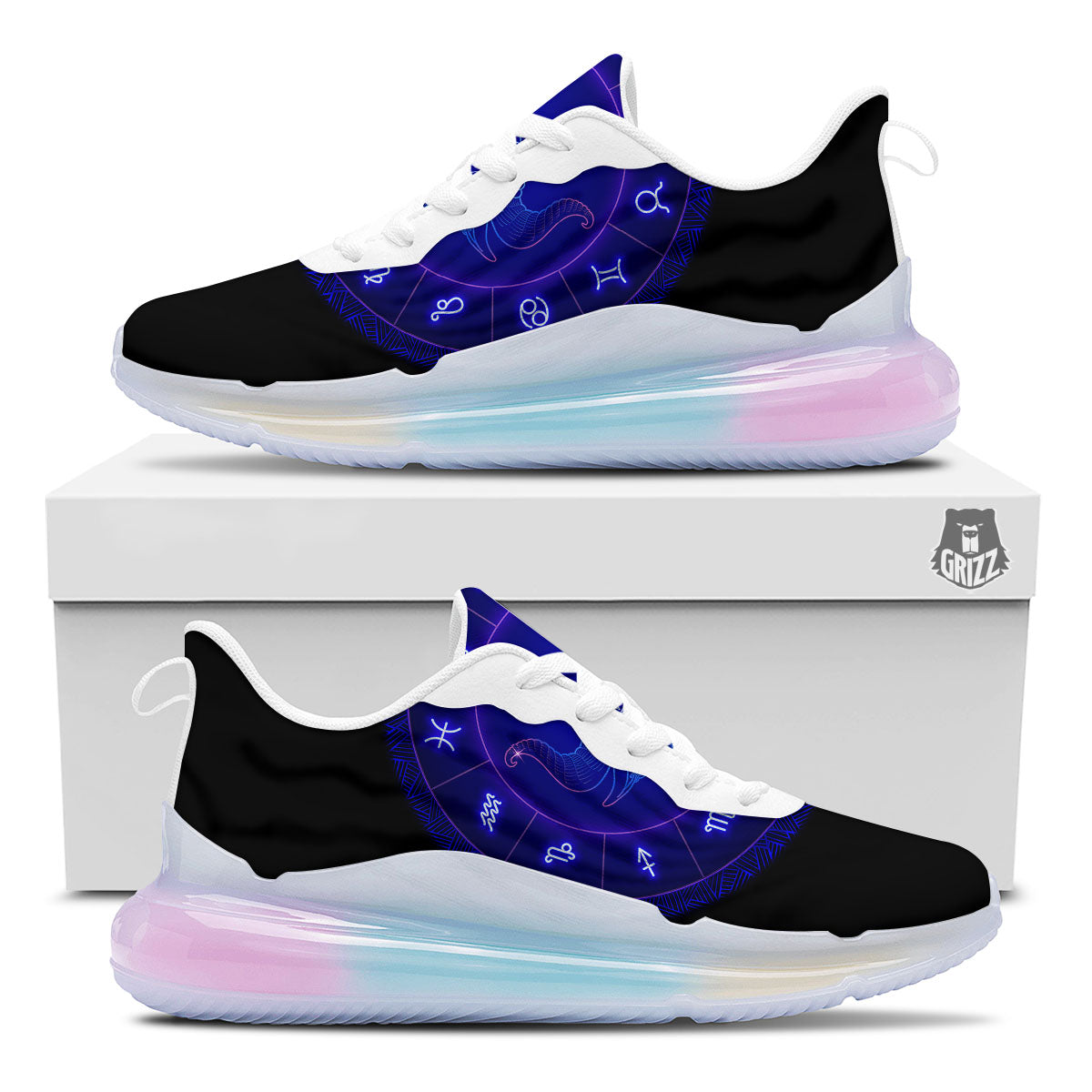 Zodiac Sign Dark Taurus Print Running Sneakers-grizzshop