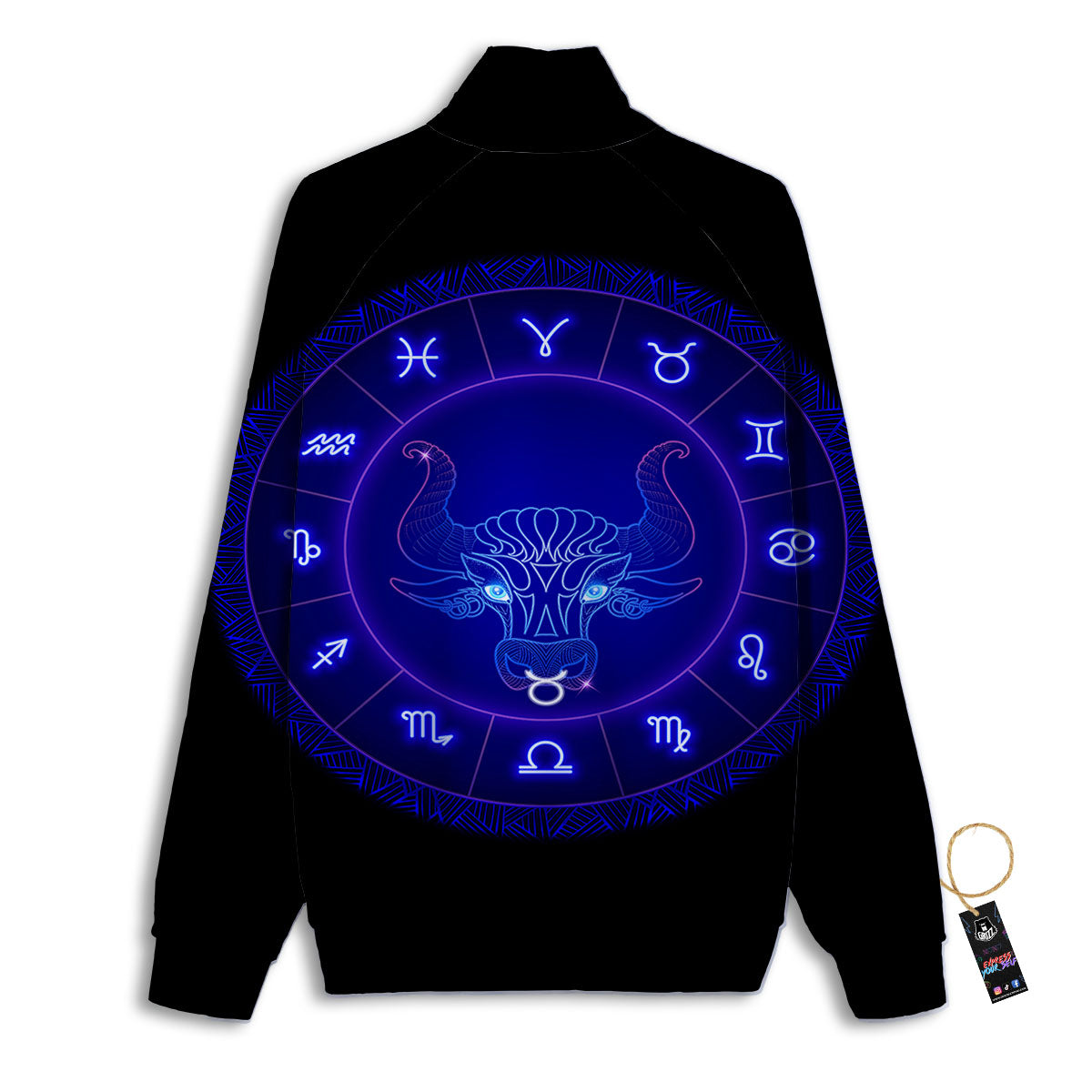 Zodiac Sign Dark Taurus Print Track Jacket-grizzshop