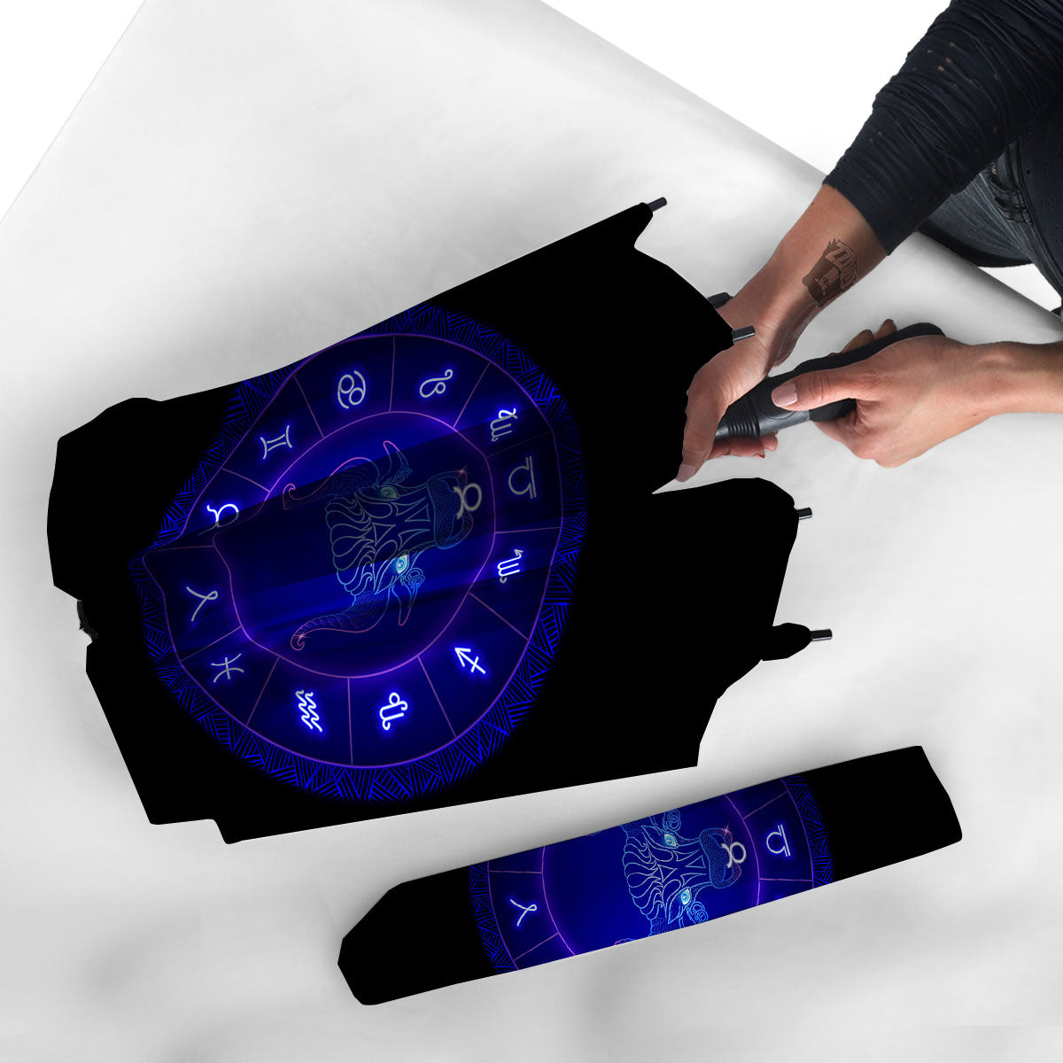Zodiac Sign Dark Taurus Print Umbrella-grizzshop