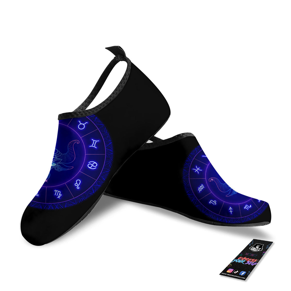 Zodiac Sign Dark Taurus Print Water Shoes-grizzshop