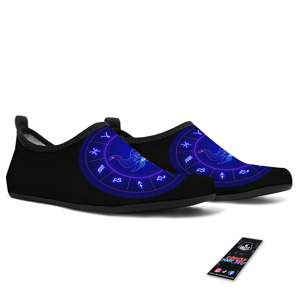 Zodiac Sign Dark Taurus Print Water Shoes-grizzshop