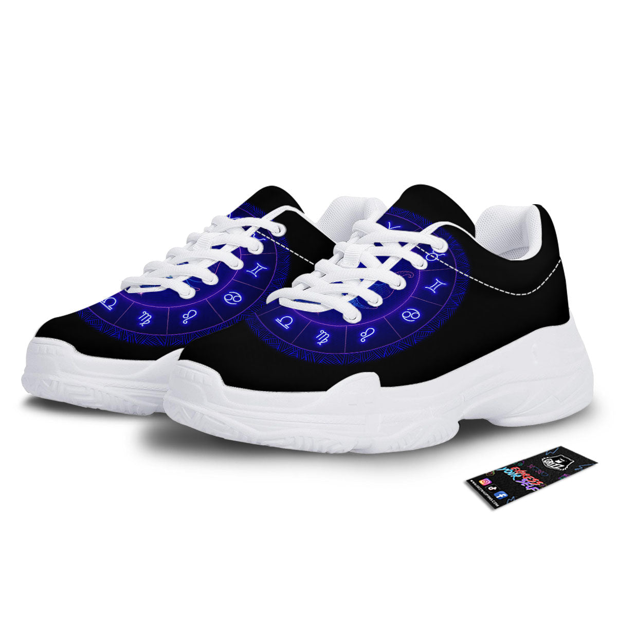 Zodiac Sign Dark Taurus Print White Chunky Shoes-grizzshop