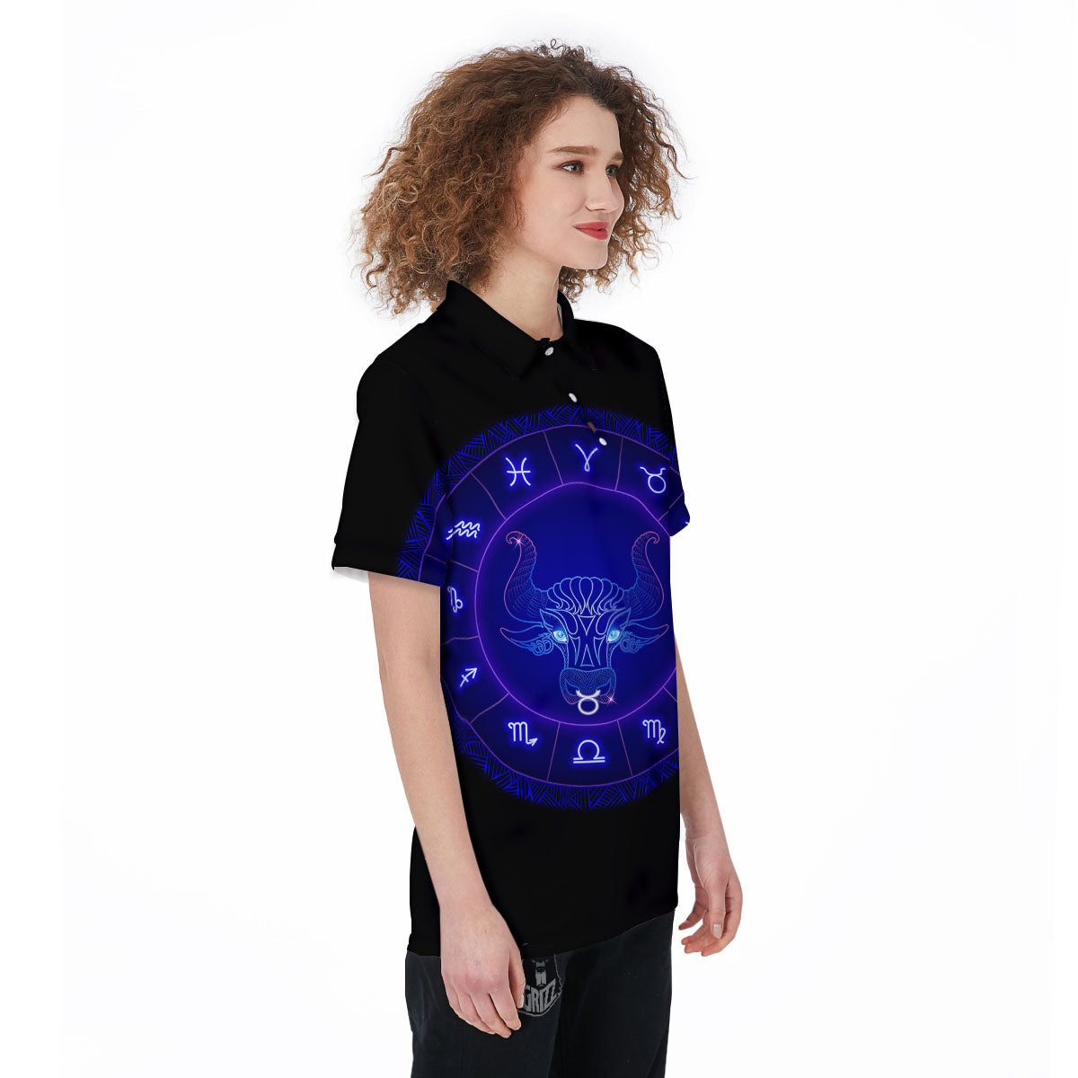 Zodiac Sign Dark Taurus Print Women's Golf Shirts-grizzshop