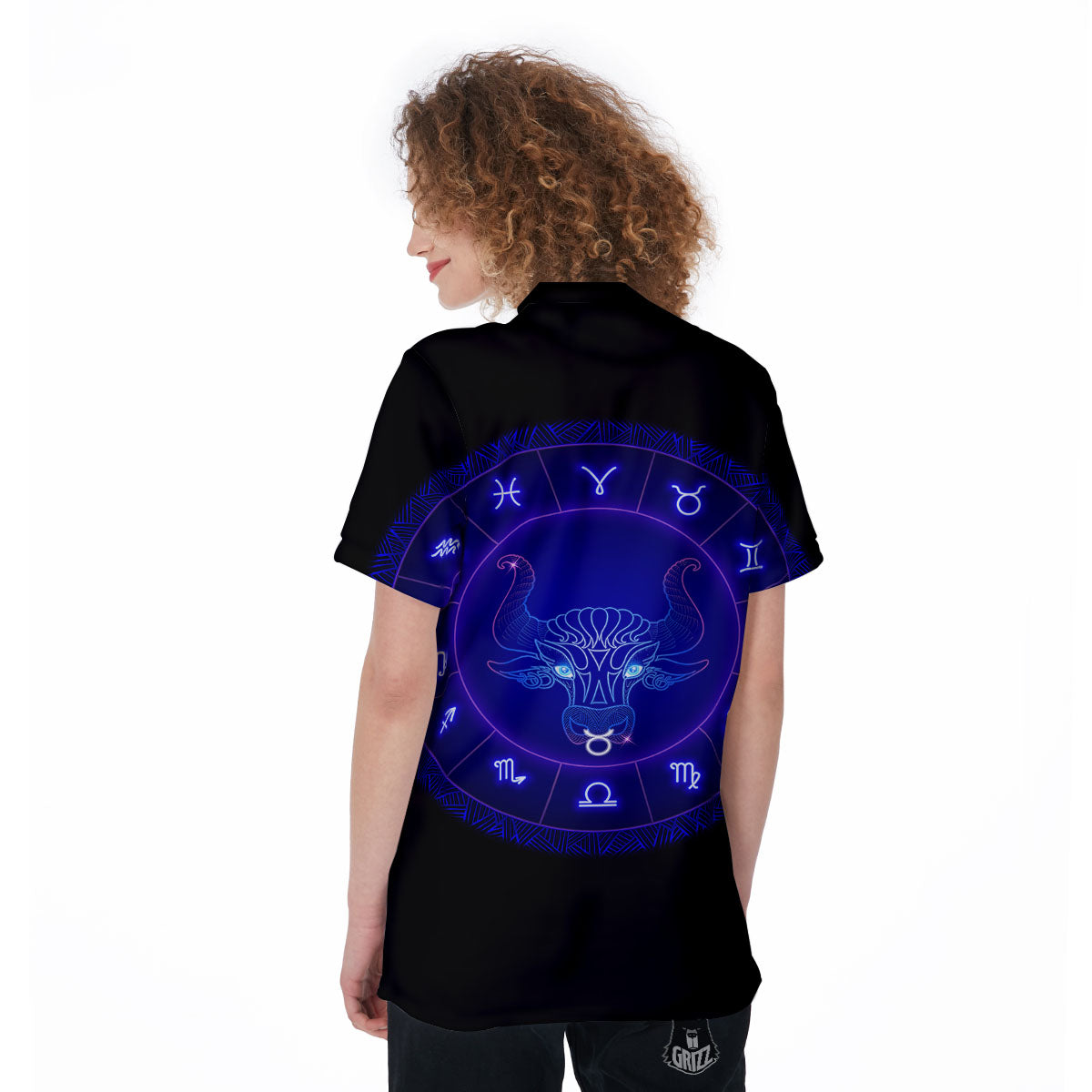 Zodiac Sign Dark Taurus Print Women's Golf Shirts-grizzshop