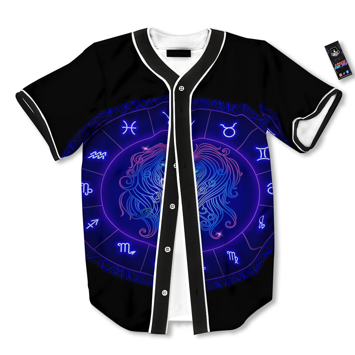 Zodiac Sign Dark Virgo Print Baseball Jersey-grizzshop