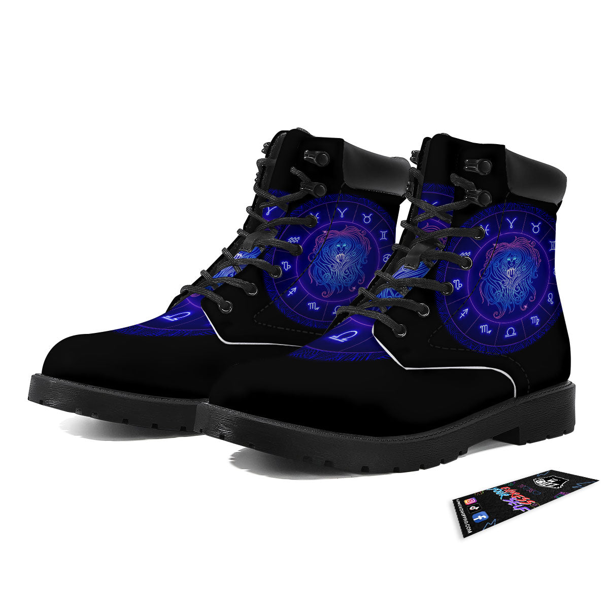 Zodiac Sign Dark Virgo Print Boots-grizzshop