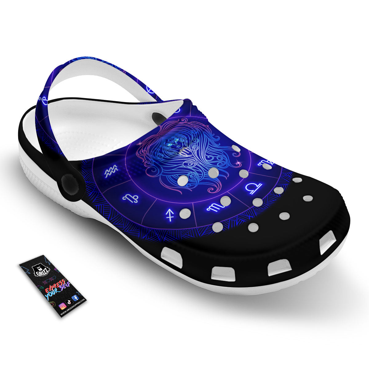 Zodiac Sign Dark Virgo Print Clog-grizzshop