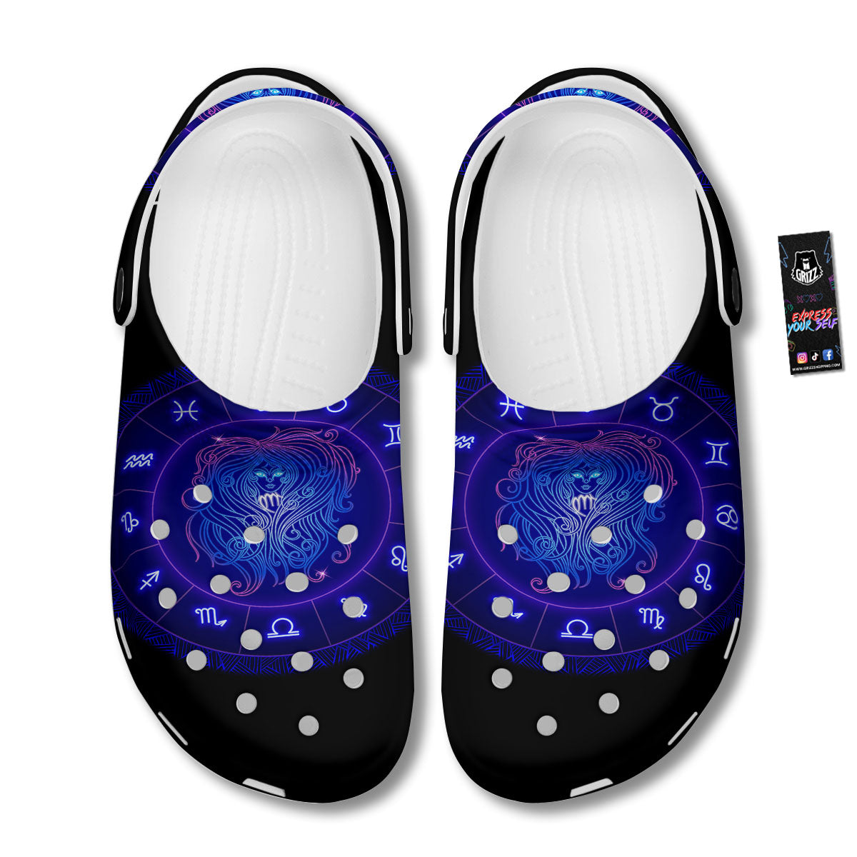 Zodiac Sign Dark Virgo Print Clog-grizzshop