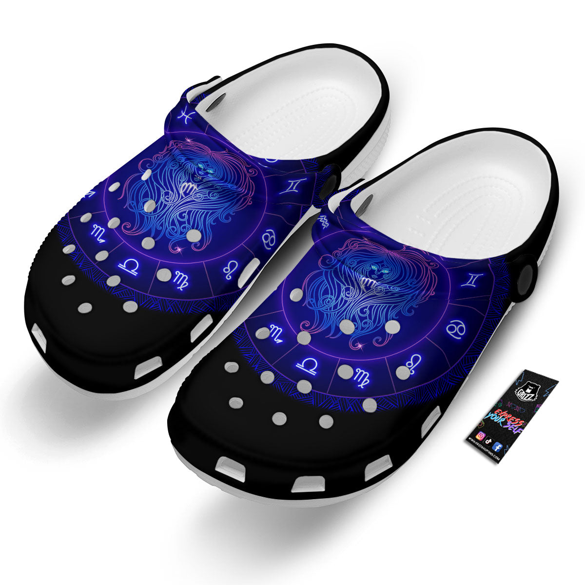 Zodiac Sign Dark Virgo Print Clog-grizzshop