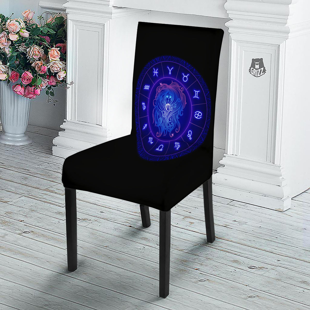 Zodiac Sign Dark Virgo Print Dining Chair Slipcover-grizzshop