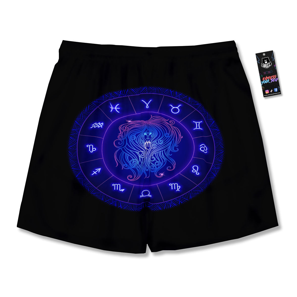 Zodiac Sign Dark Virgo Print Men's Running Shorts-grizzshop