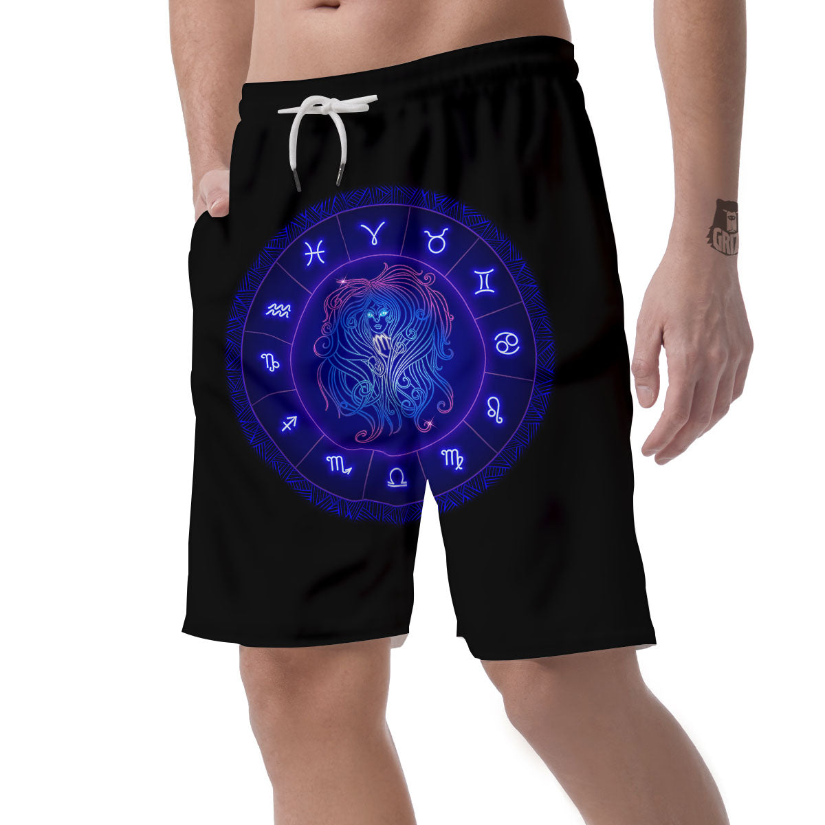 Zodiac Sign Dark Virgo Print Men's Shorts-grizzshop