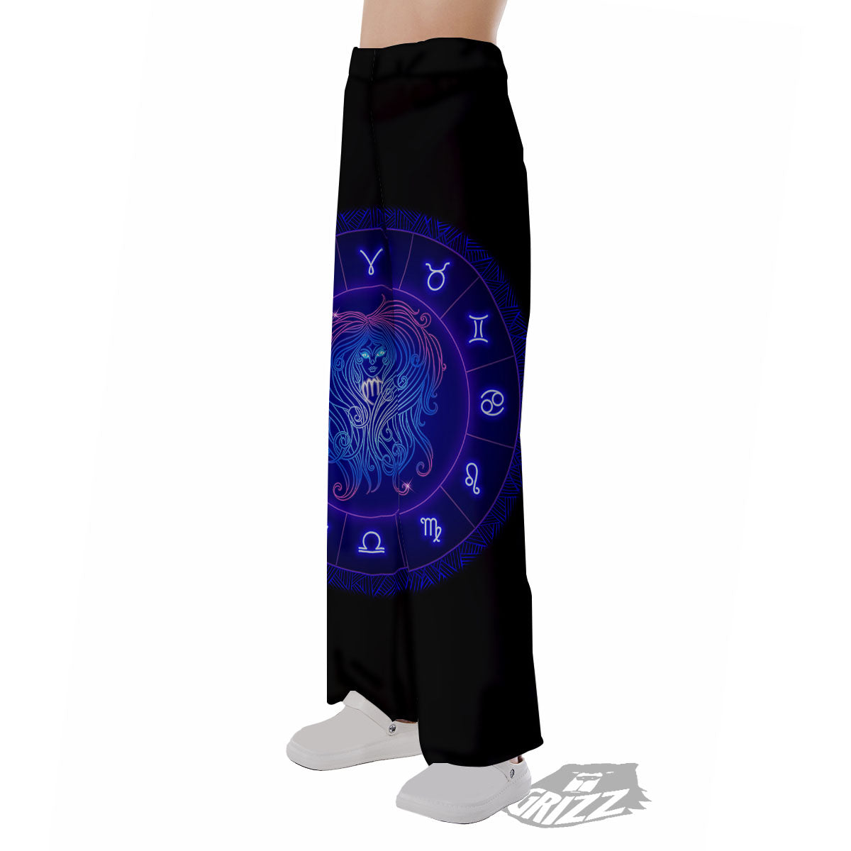 Zodiac Sign Dark Virgo Print Pajama Pants-grizzshop