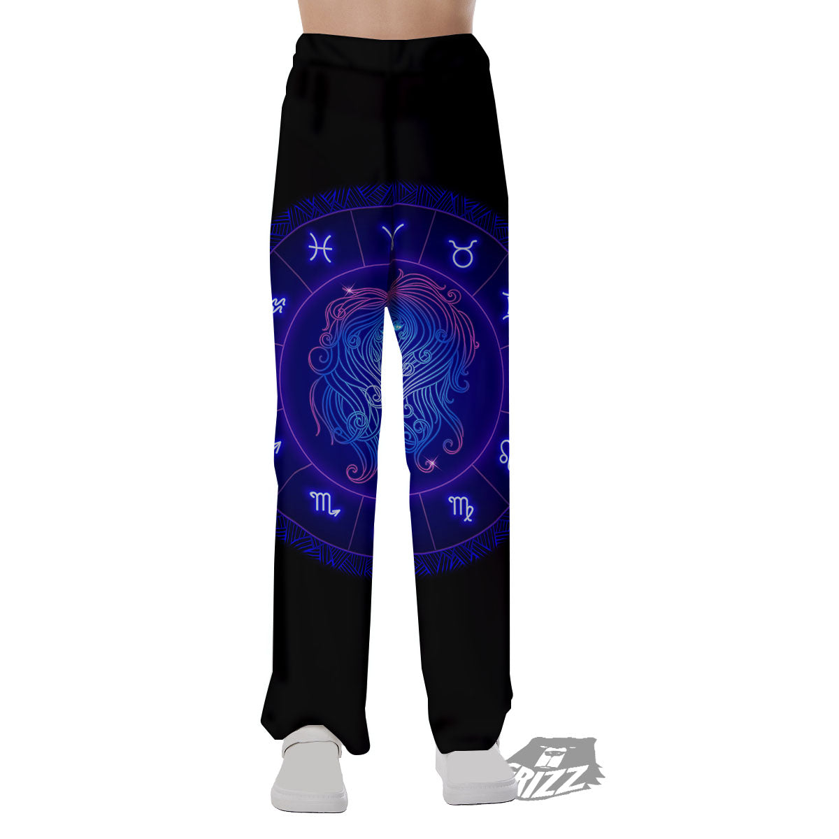 Zodiac Sign Dark Virgo Print Pajama Pants-grizzshop