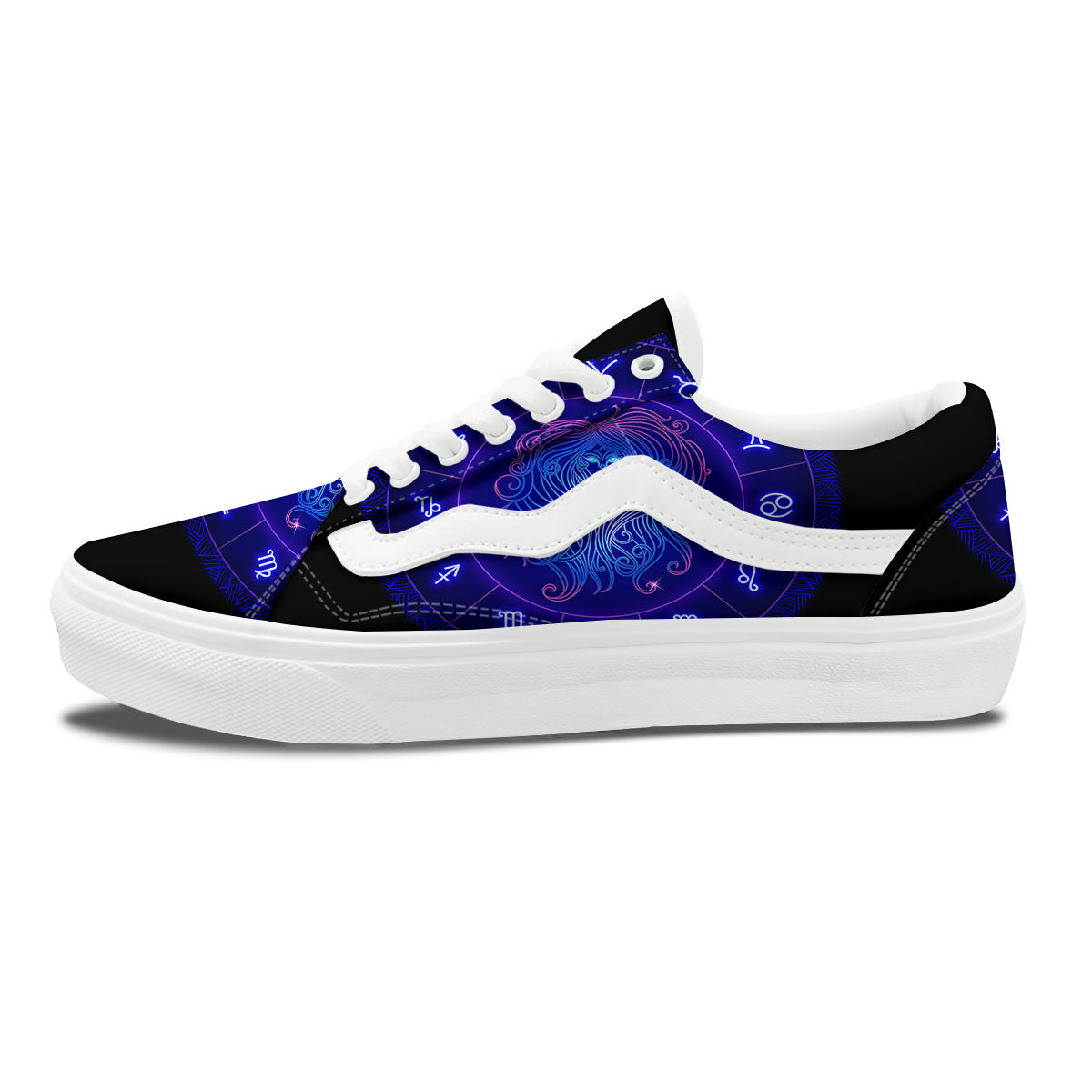 Zodiac Sign Dark Virgo Print Skate Shoes-grizzshop