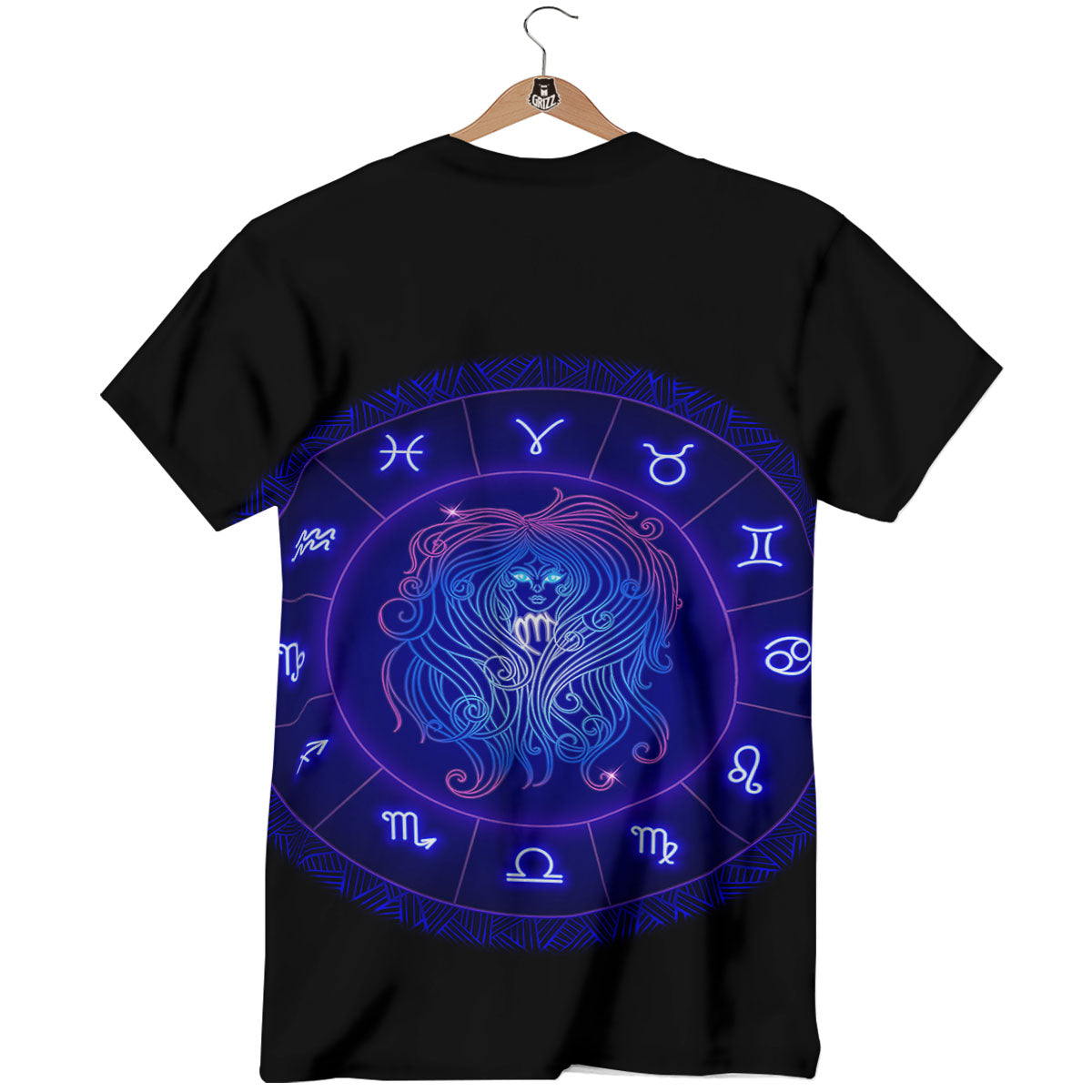 Zodiac Sign Dark Virgo Print T-Shirt-grizzshop