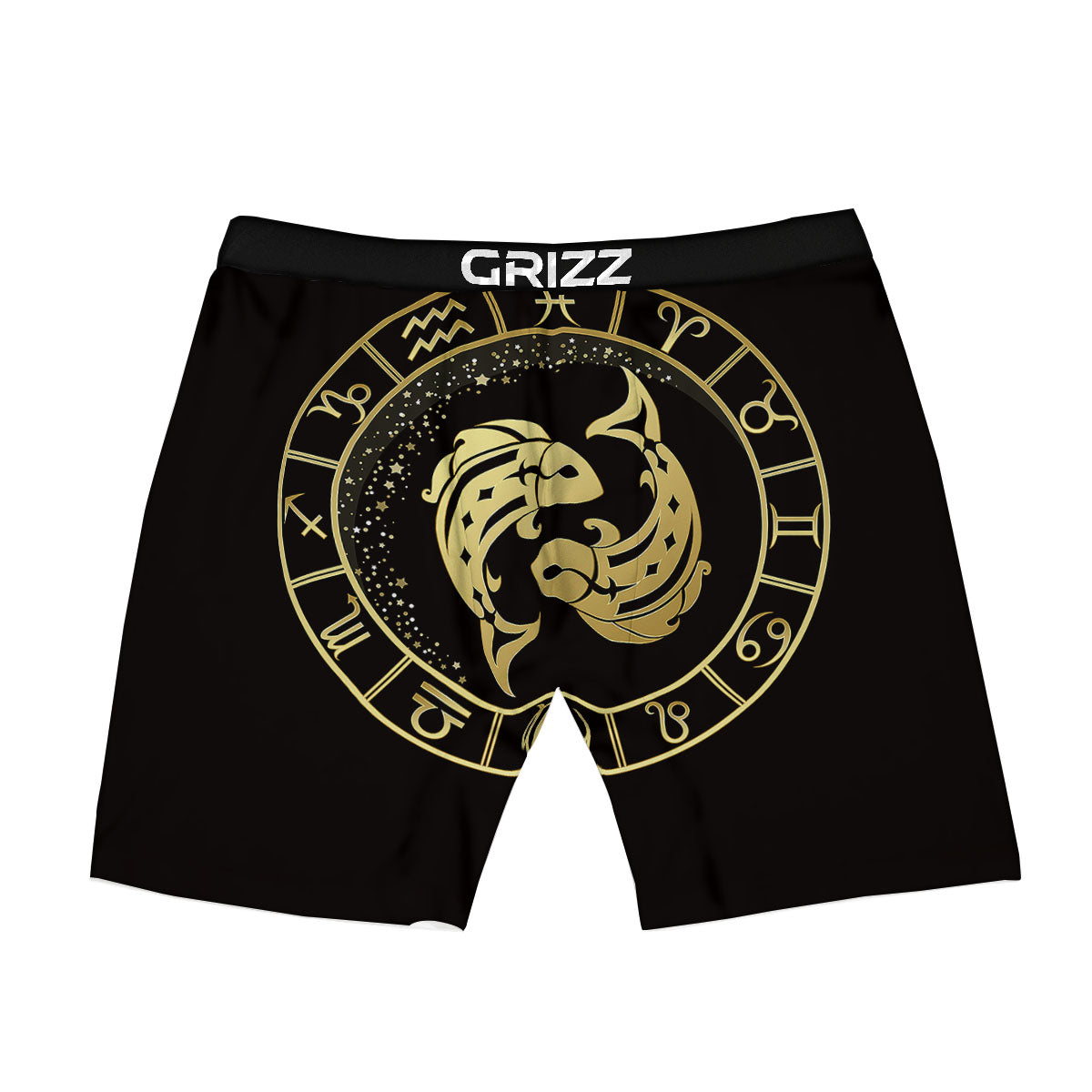 Zodiac Sign Golden Pisces Print Boxer Briefs-grizzshop