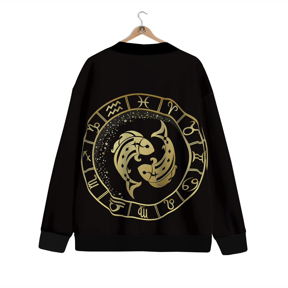 Zodiac Sign Golden Pisces Print Cardigan-grizzshop