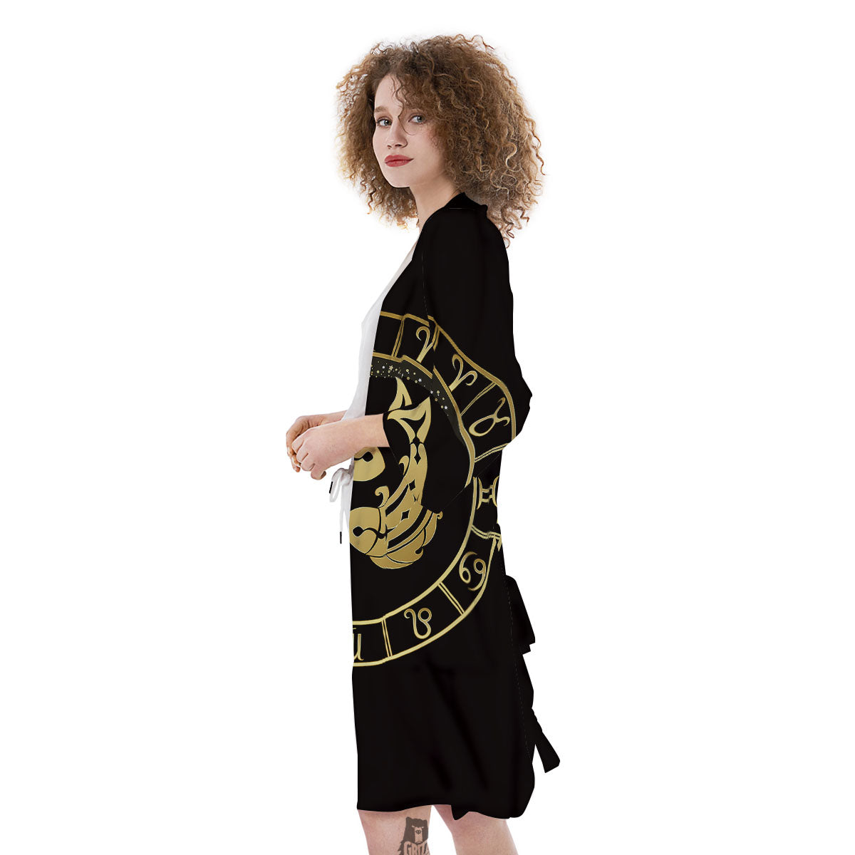 Zodiac Sign Golden Pisces Print Kimono-grizzshop