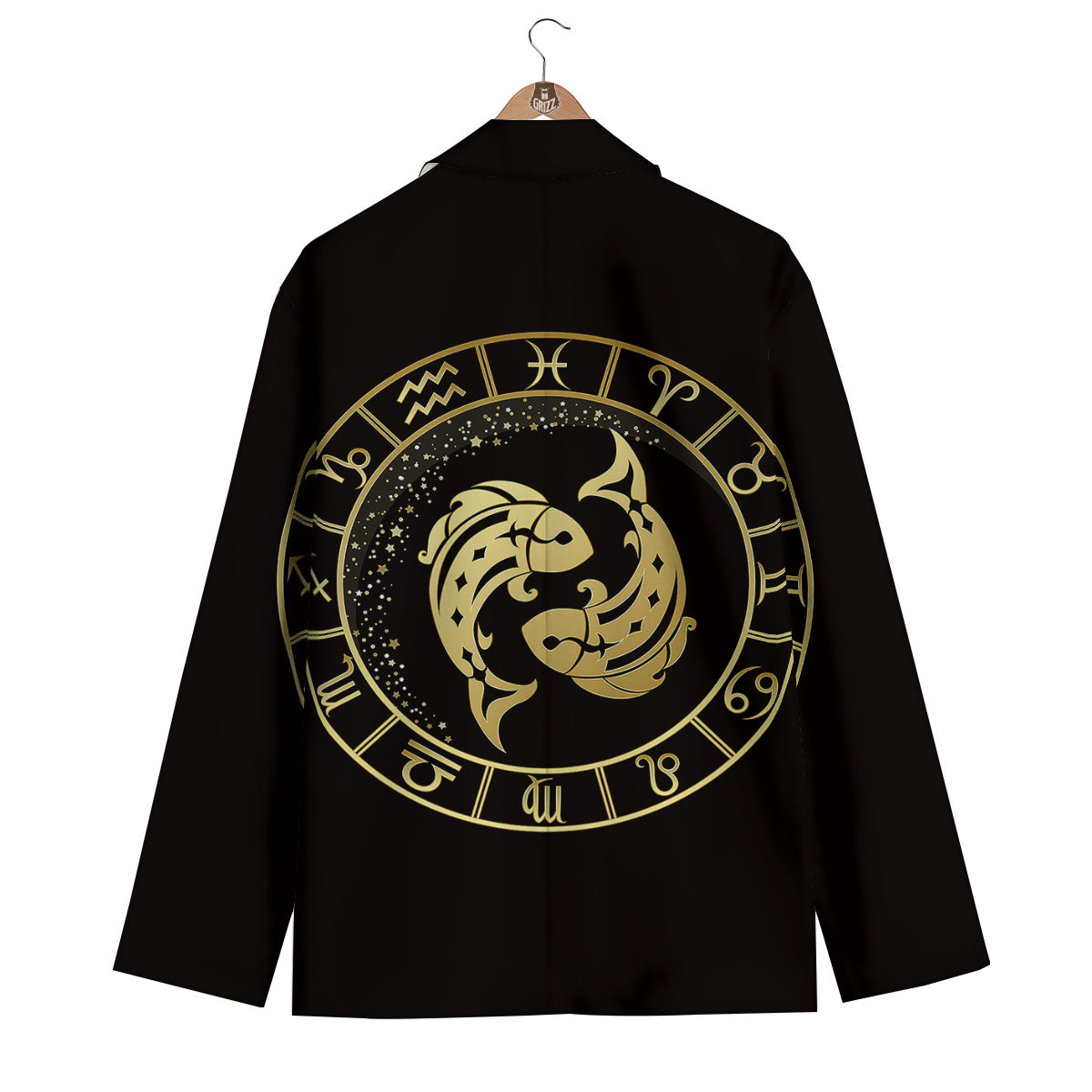 Zodiac Sign Golden Pisces Print Men's Blazer-grizzshop
