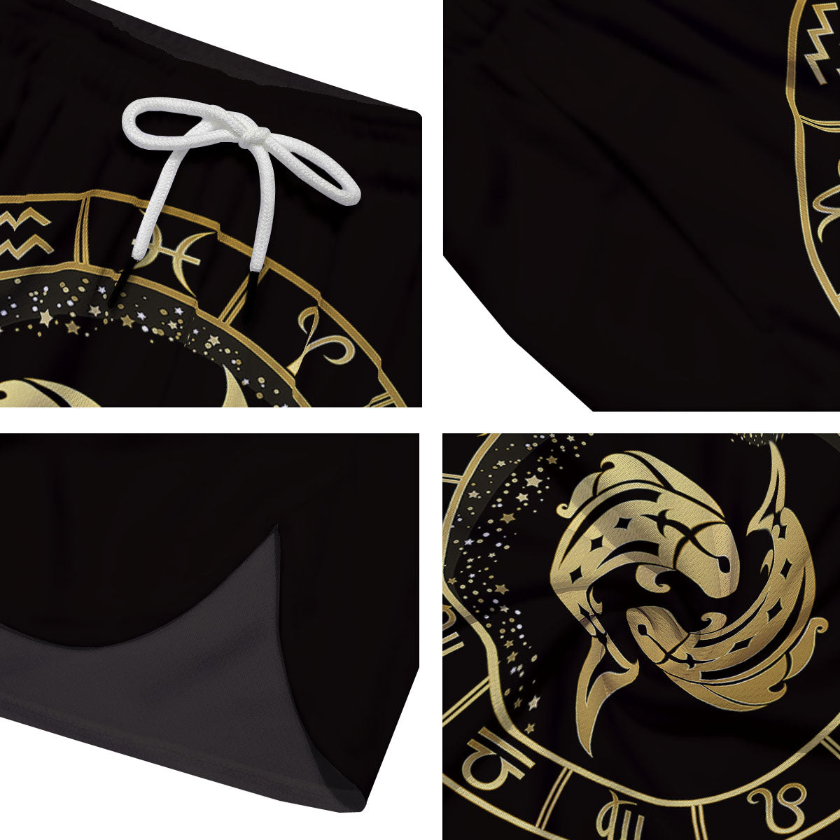 Zodiac Sign Golden Pisces Print Men's Running Shorts-grizzshop