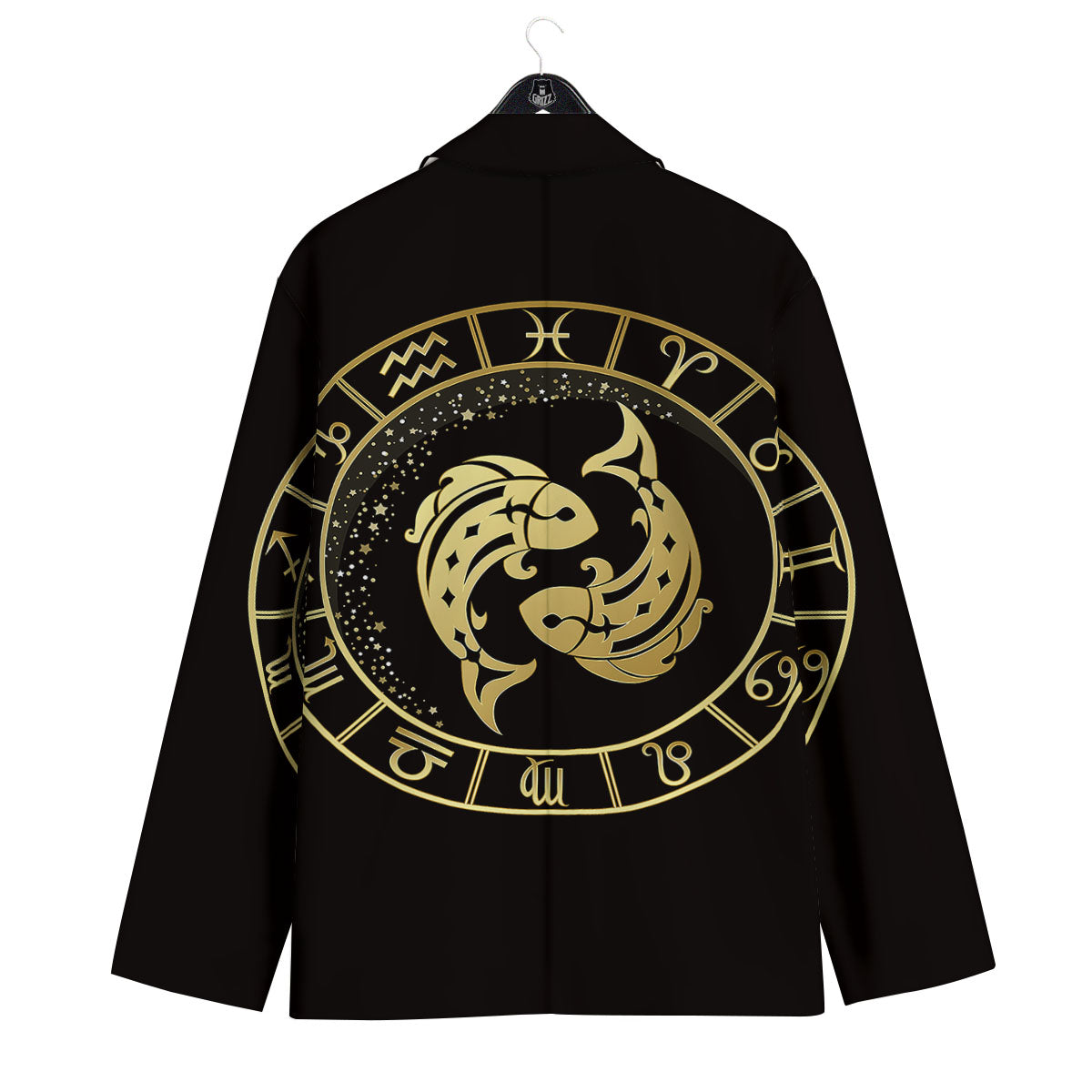 Zodiac Sign Golden Pisces Print Men's Sport Coat-grizzshop