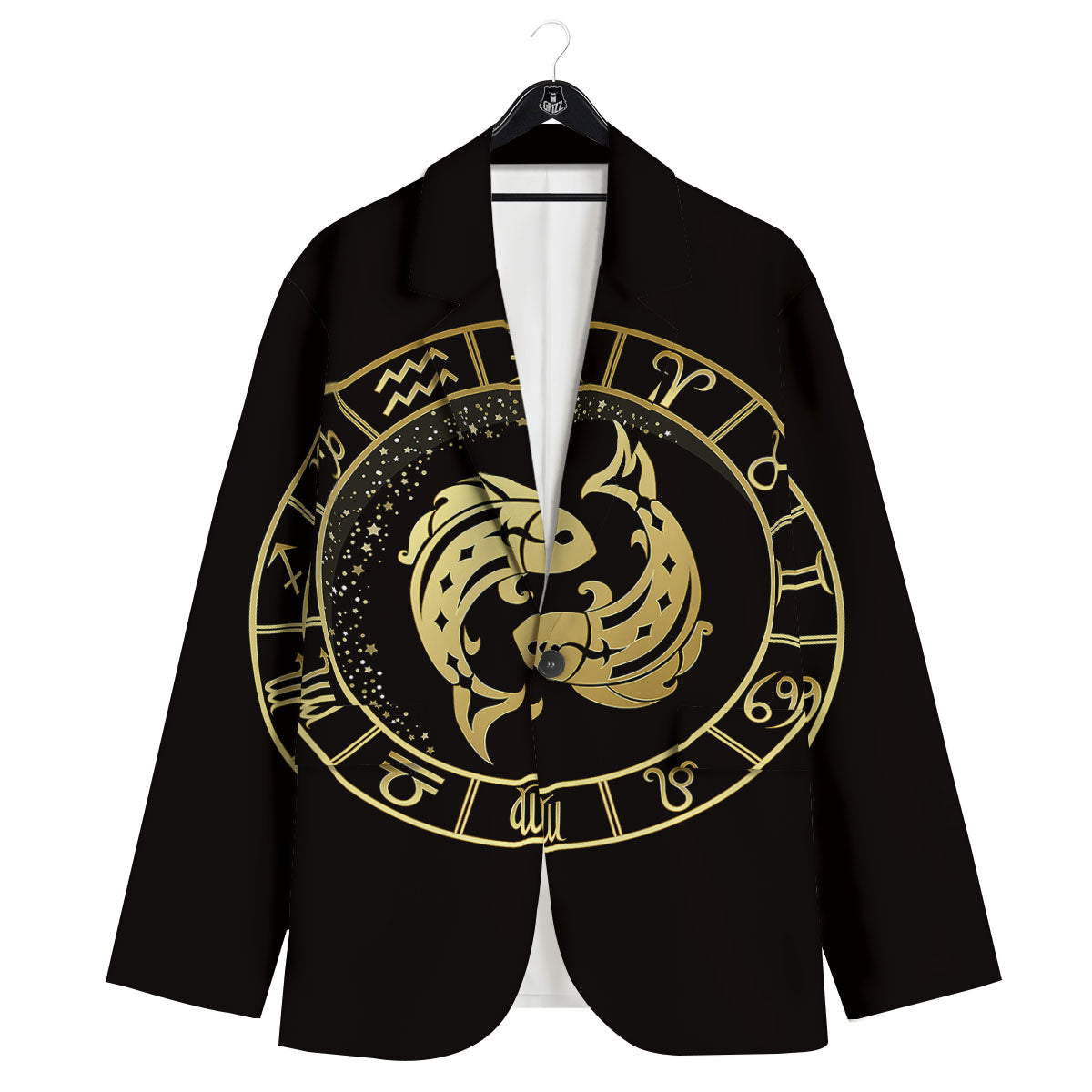 Zodiac Sign Golden Pisces Print Men's Sport Coat-grizzshop