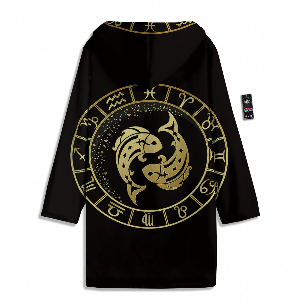 Zodiac Sign Golden Pisces Print Men's Windbreaker Jacket-grizzshop
