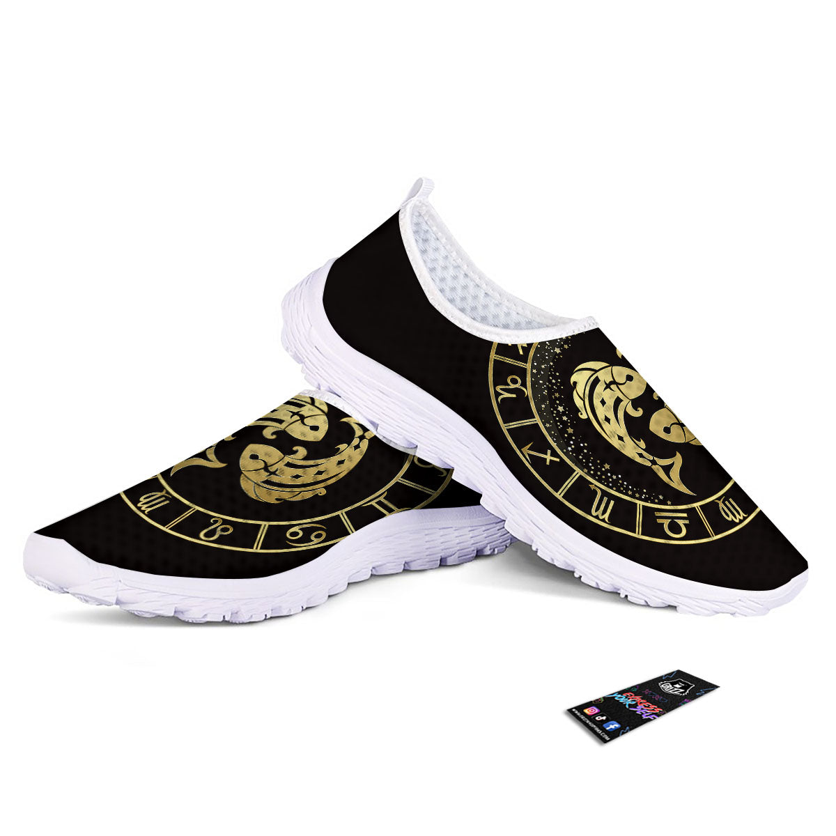 Zodiac Sign Golden Pisces Print Nurse Shoes-grizzshop