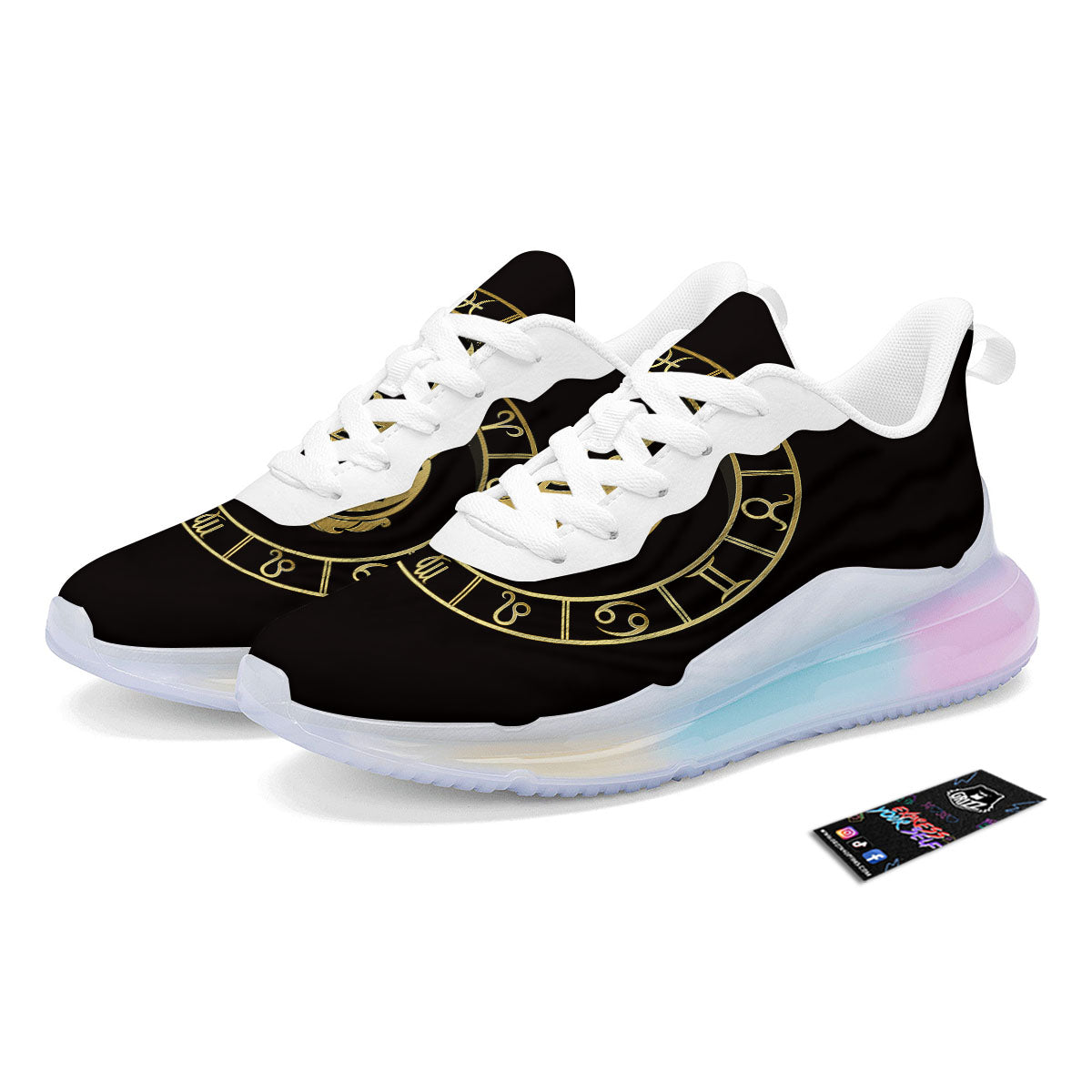 Zodiac Sign Golden Pisces Print Running Sneakers-grizzshop