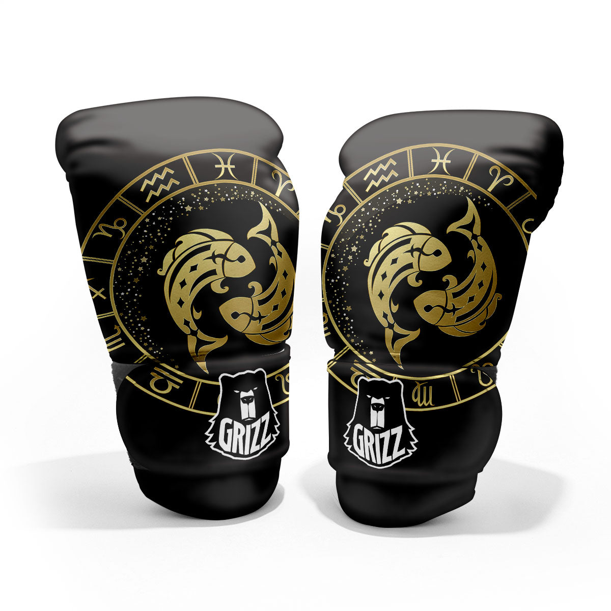 Zodiac Sign Golden Pisces Print Pro Boxing Glove