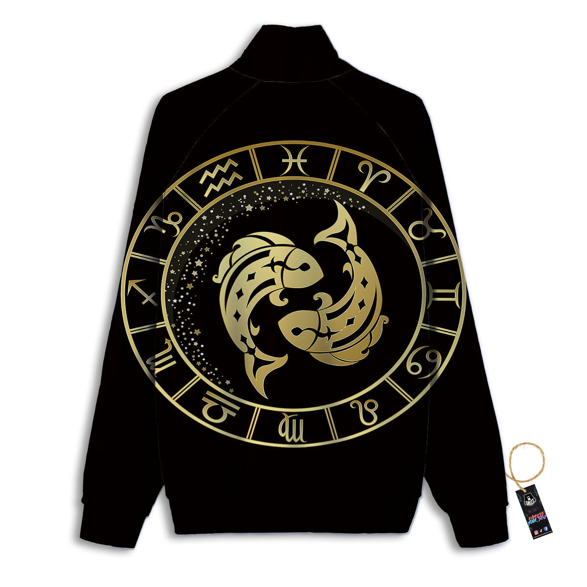Zodiac Sign Golden Pisces Print Track Jacket-grizzshop
