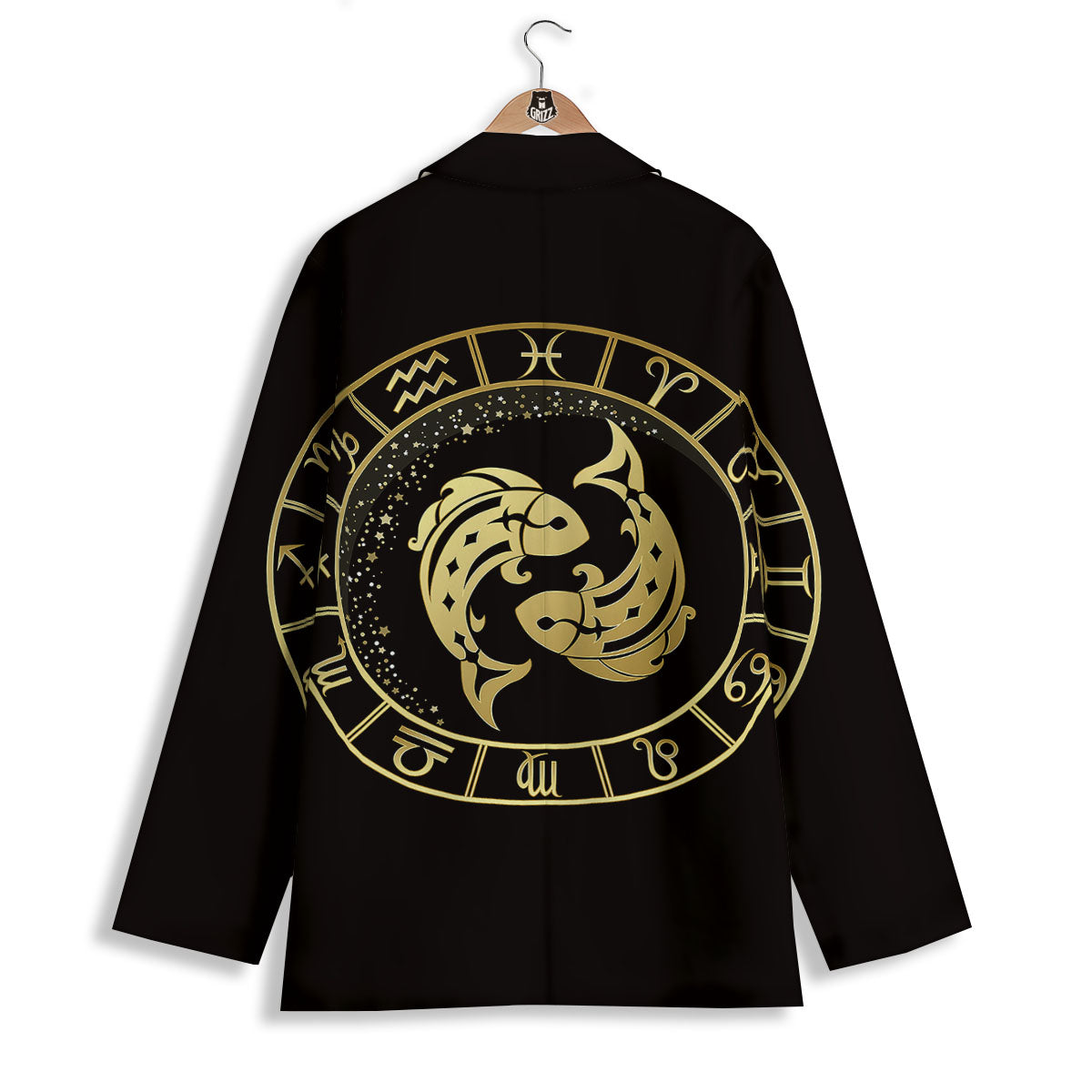 Zodiac Sign Golden Pisces Print Women's Blazer-grizzshop