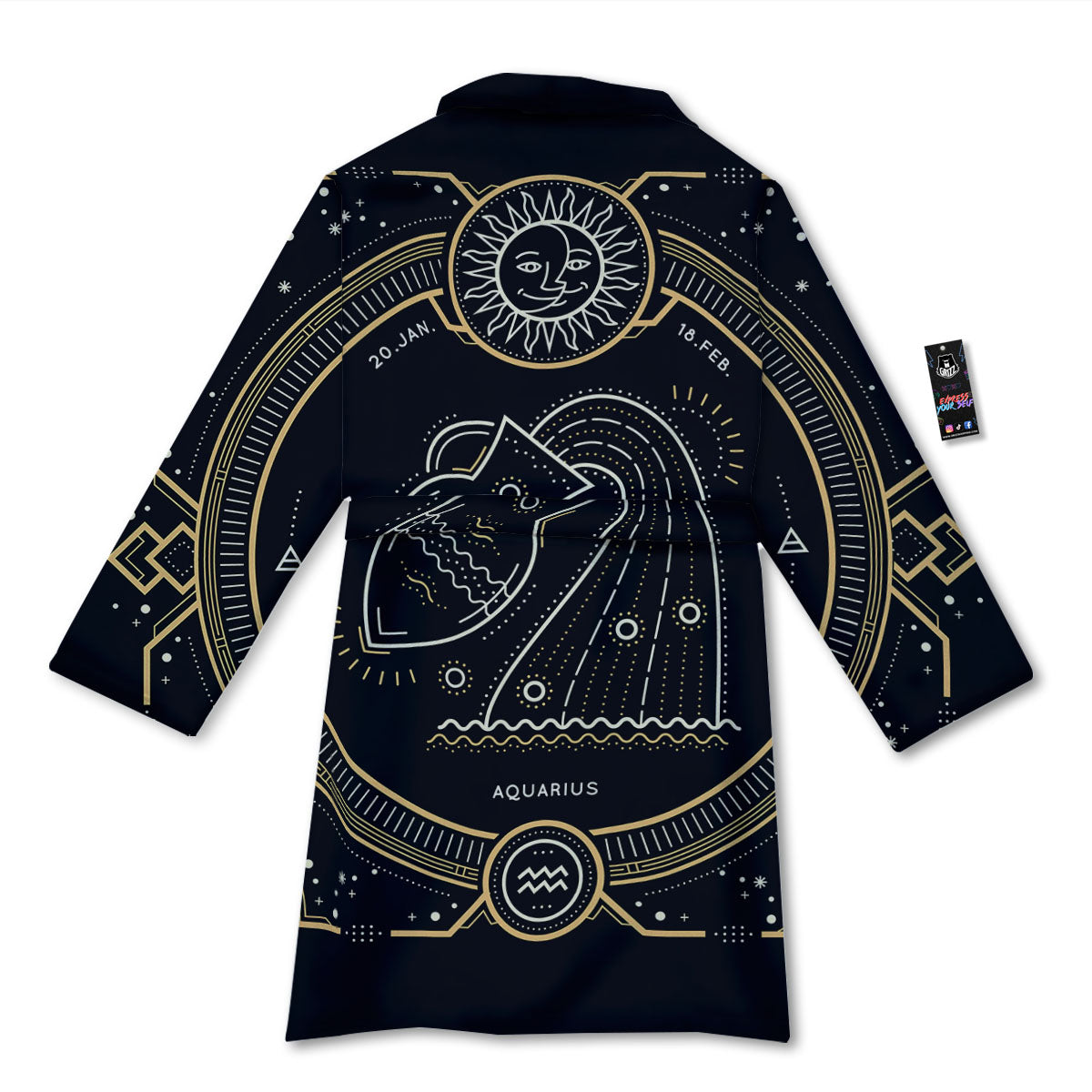 Zodiac Sign Vintage Aquarius Print Bathrobe-grizzshop