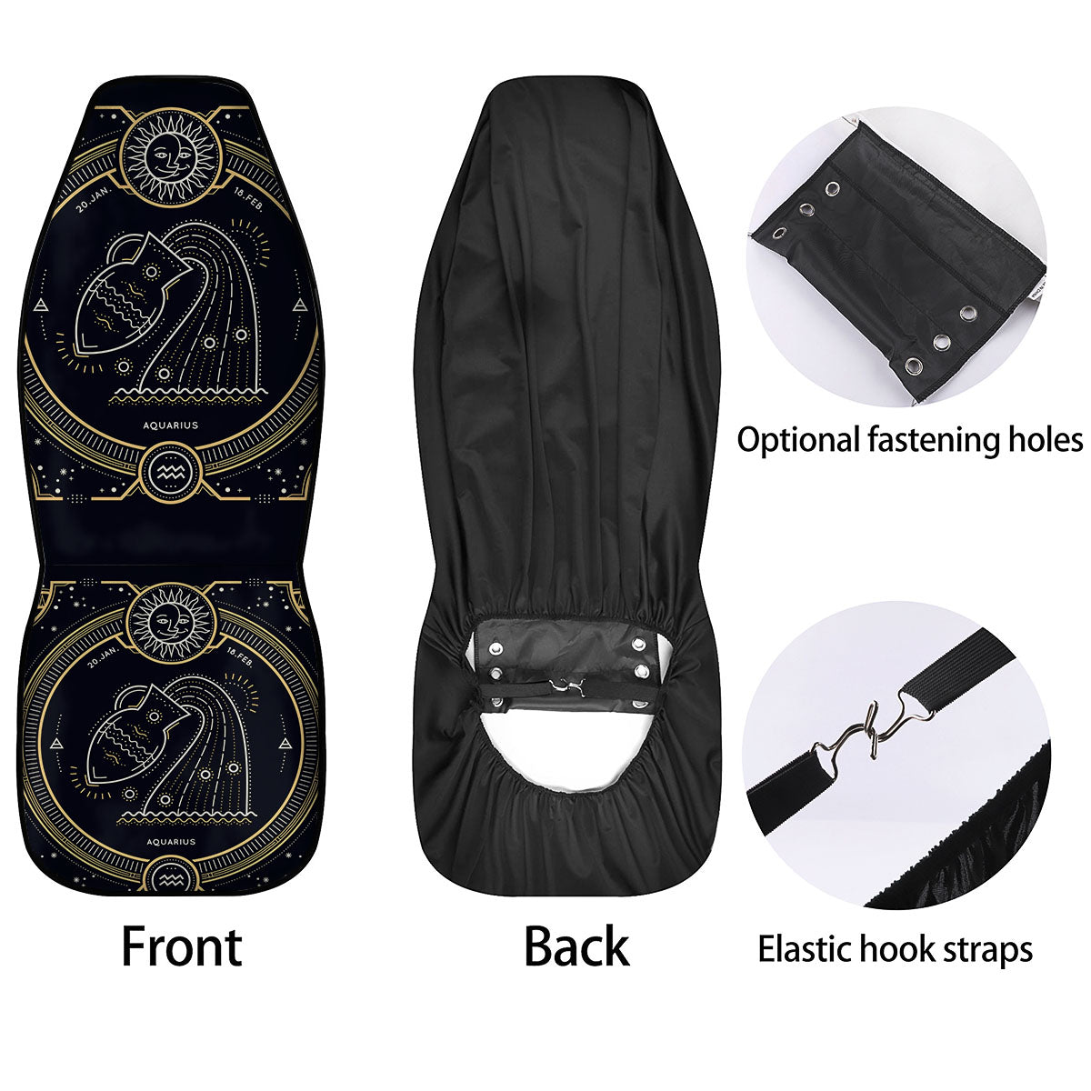 Zodiac Sign Vintage Aquarius Print Car Seat Covers-grizzshop