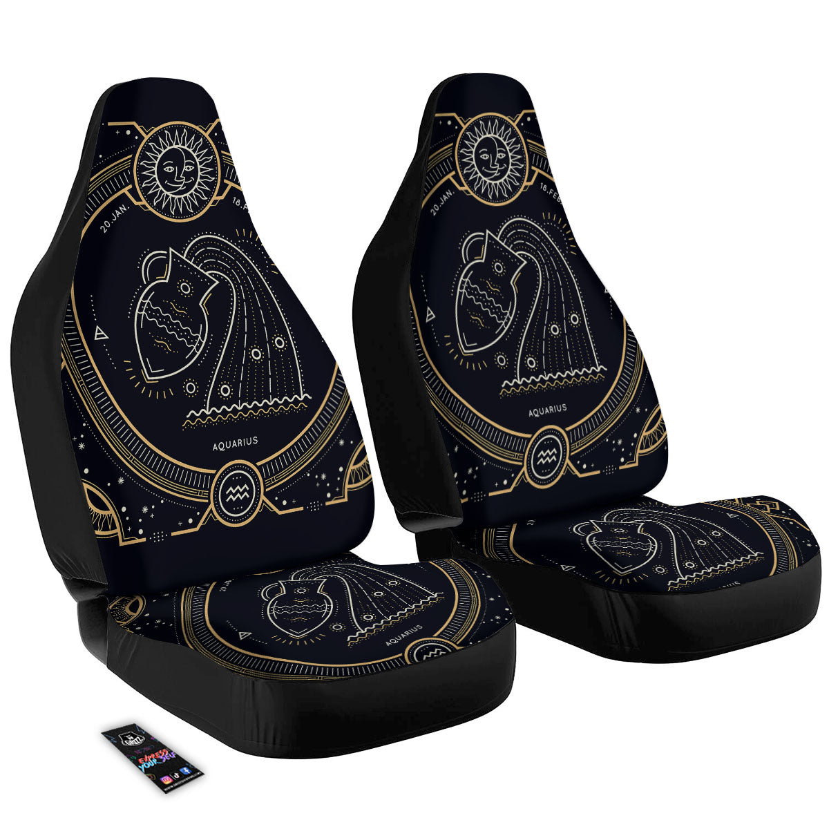 Zodiac Sign Vintage Aquarius Print Car Seat Covers-grizzshop