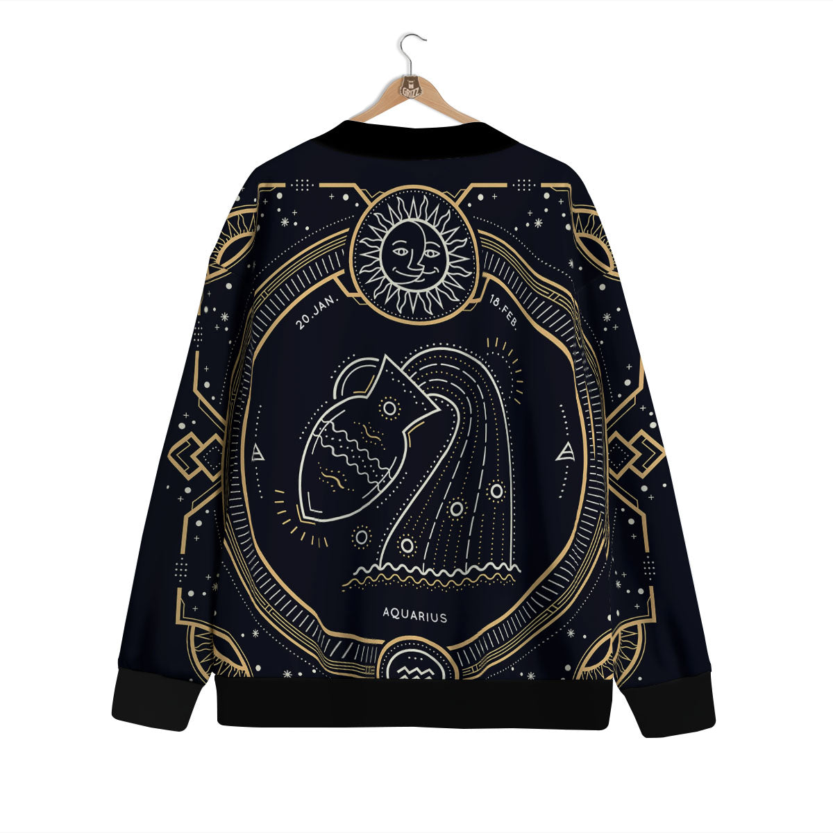 Zodiac Sign Vintage Aquarius Print Cardigan-grizzshop