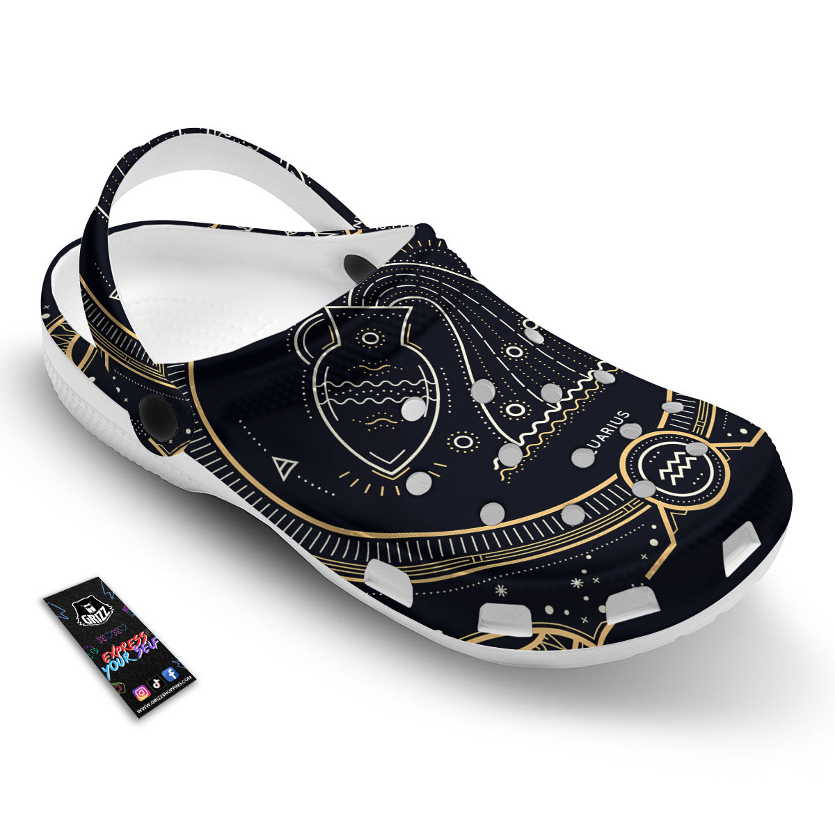 Zodiac Sign Vintage Aquarius Print Clog-grizzshop