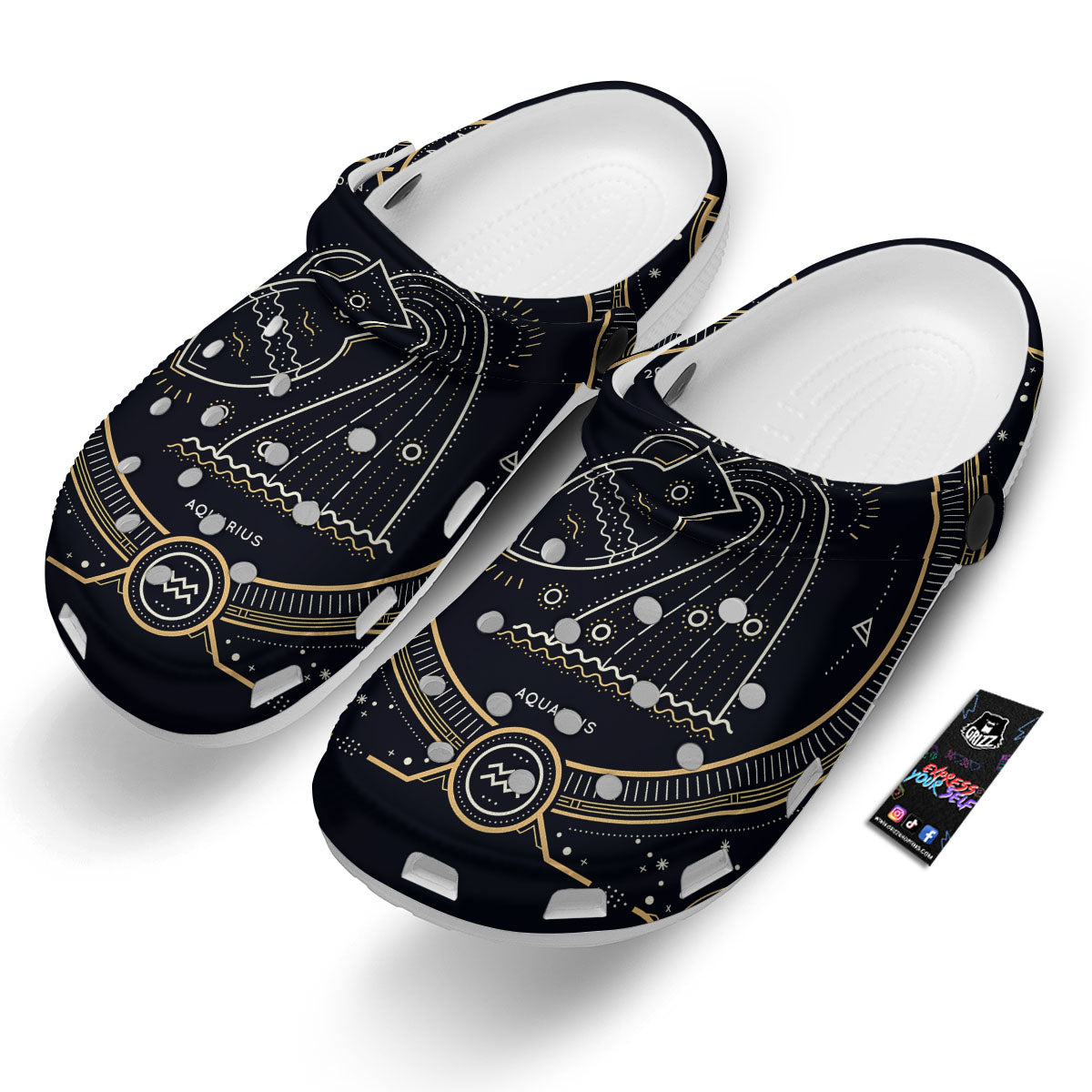 Zodiac Sign Vintage Aquarius Print Clog-grizzshop
