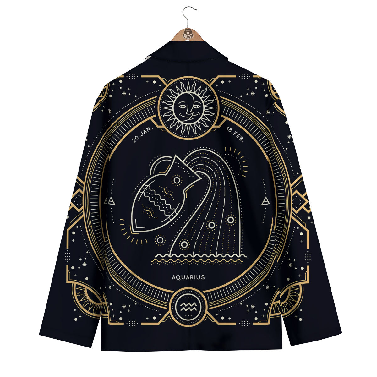 Zodiac Sign Vintage Aquarius Print Men's Blazer-grizzshop