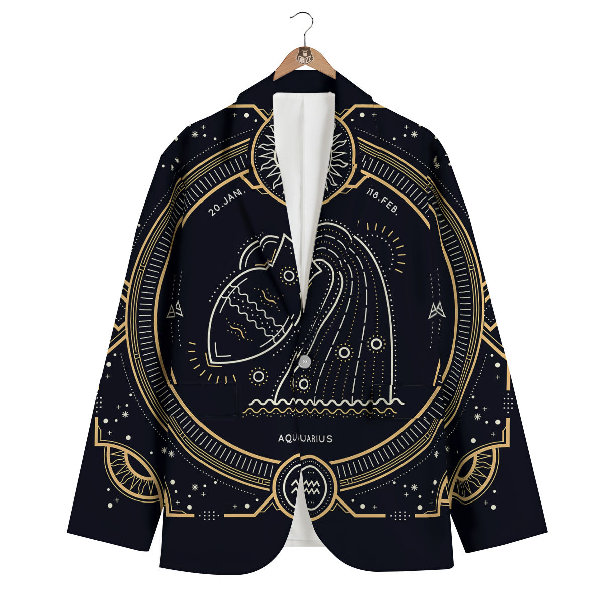 Zodiac Sign Vintage Aquarius Print Men's Blazer-grizzshop