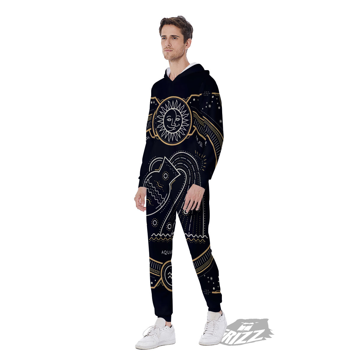 Zodiac Sign Vintage Aquarius Print Men's Jumpsuit-grizzshop