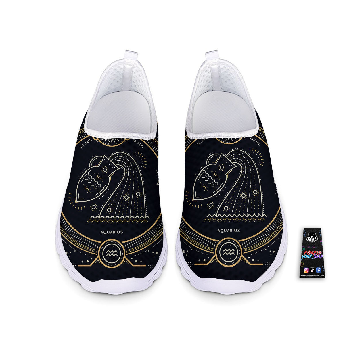 Zodiac Sign Vintage Aquarius Print Nurse Shoes-grizzshop