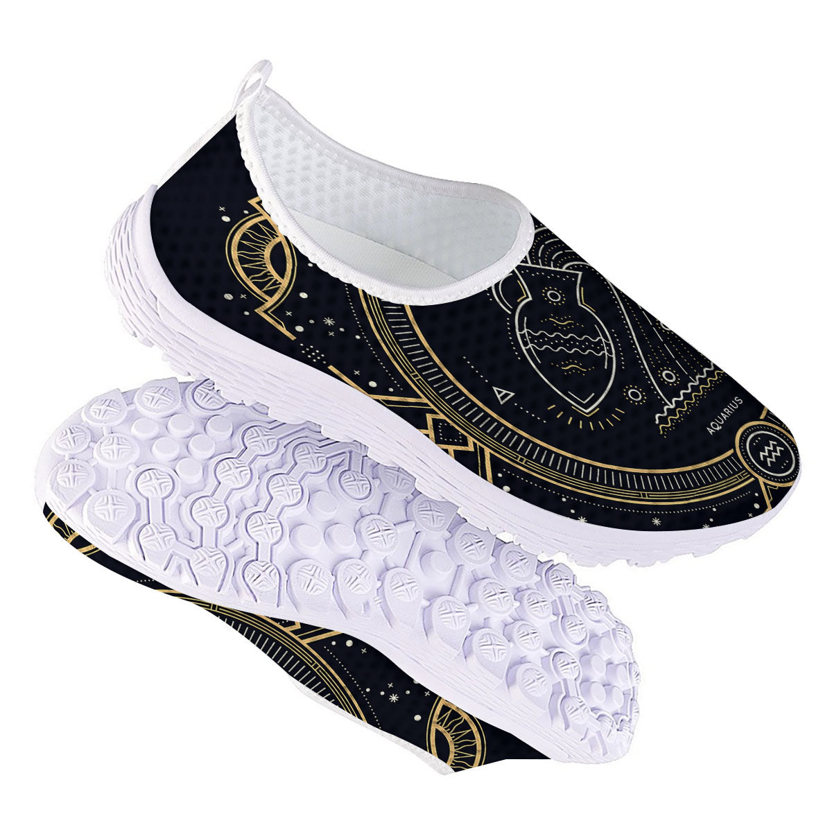 Zodiac Sign Vintage Aquarius Print Nurse Shoes-grizzshop