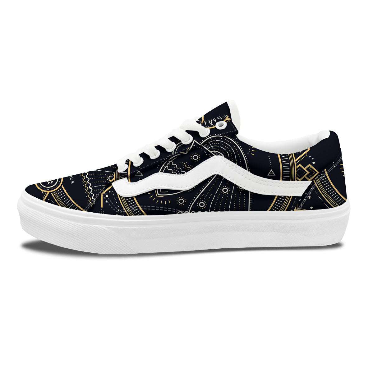 Zodiac Sign Vintage Aquarius Print Skate Shoes-grizzshop