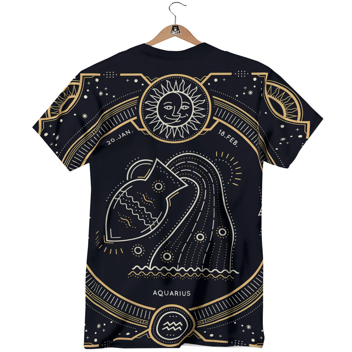 Zodiac Sign Vintage Aquarius Print T-Shirt-grizzshop