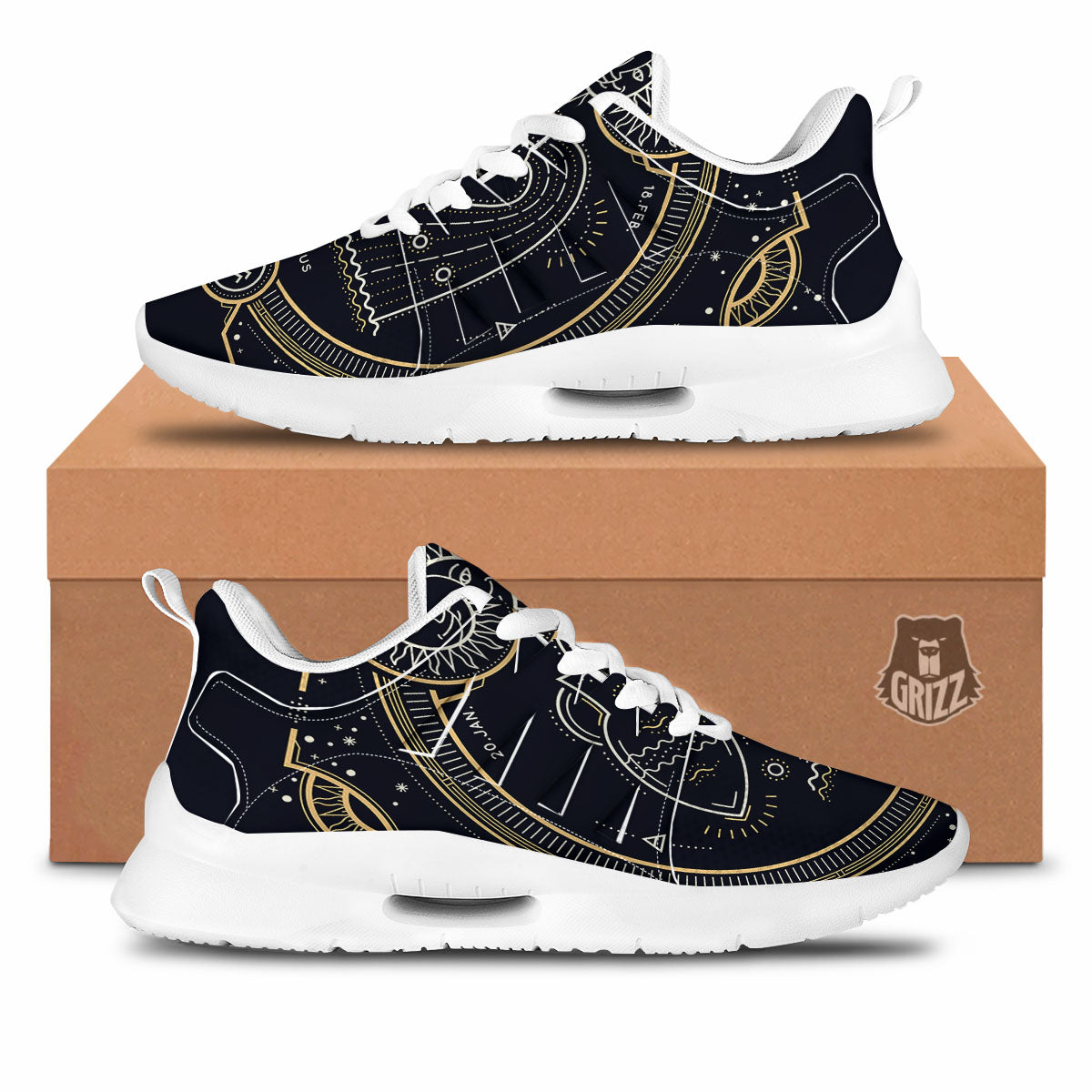 Zodiac Sign Vintage Aquarius Print Tennis Shoes-grizzshop