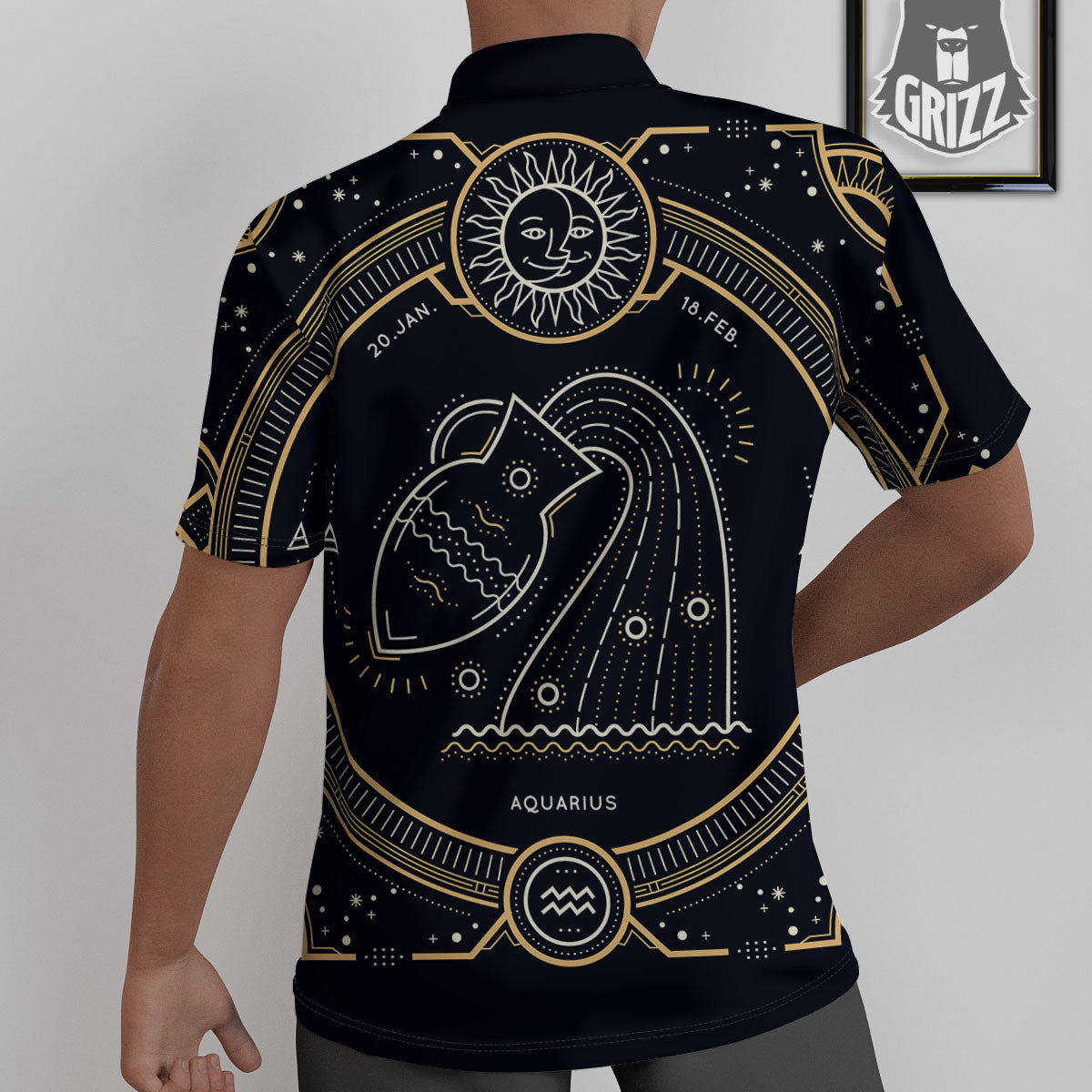 Zodiac Sign Vintage Aquarius Print Untucked Shirts-grizzshop